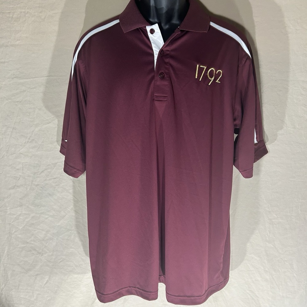 Tri-Mountain Mens‎ Large L Polo Shirt 1792 Bourbon Whiskey Maroon Golf Athletic